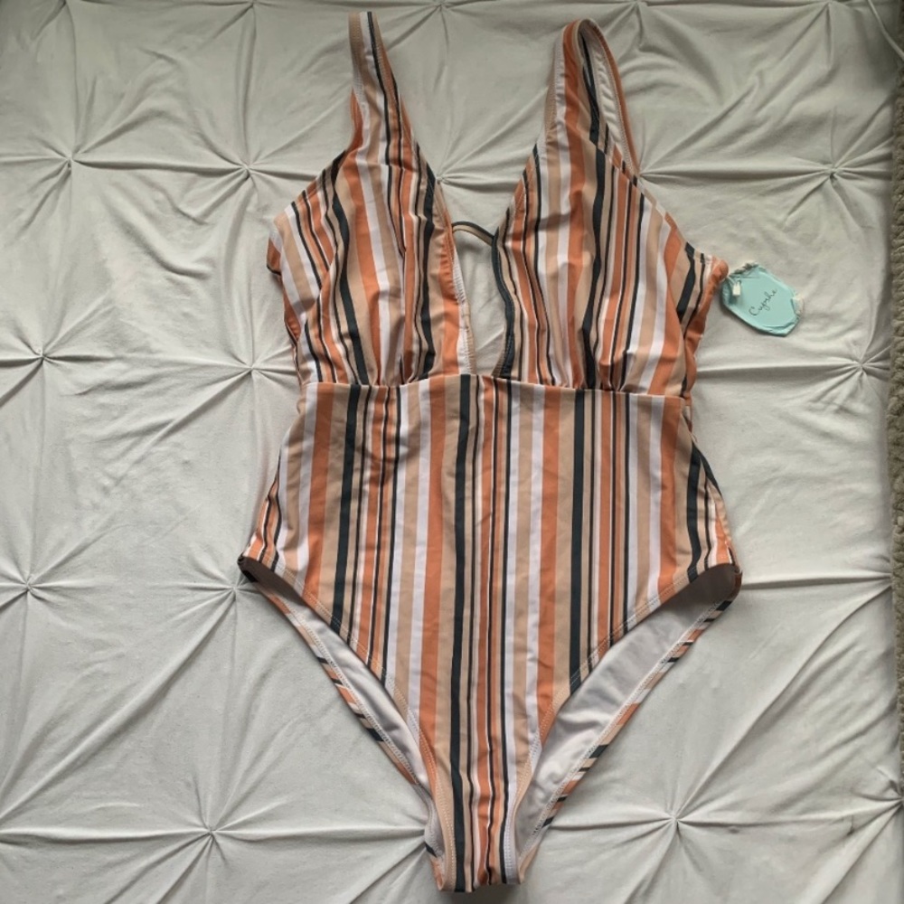 Striped Low Cut One Piece